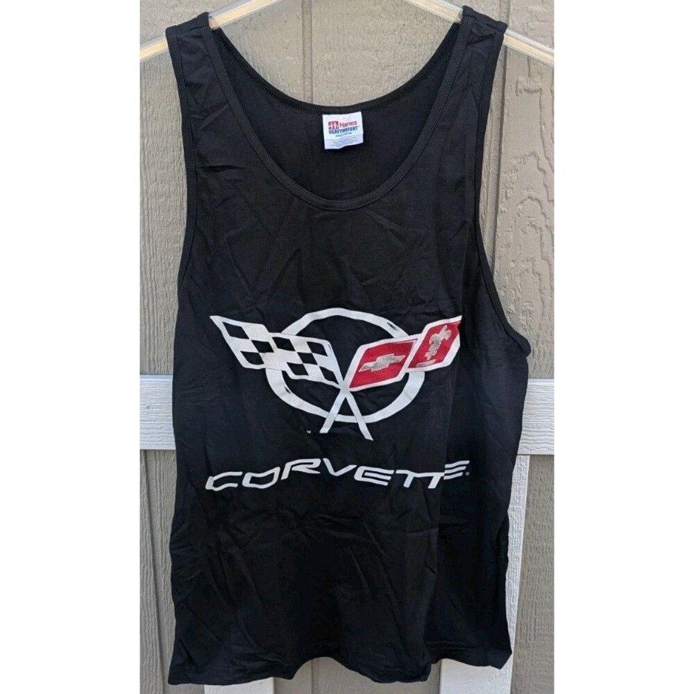 Vintage Corvette Tank Top Black Shirt Mens L Deadstock